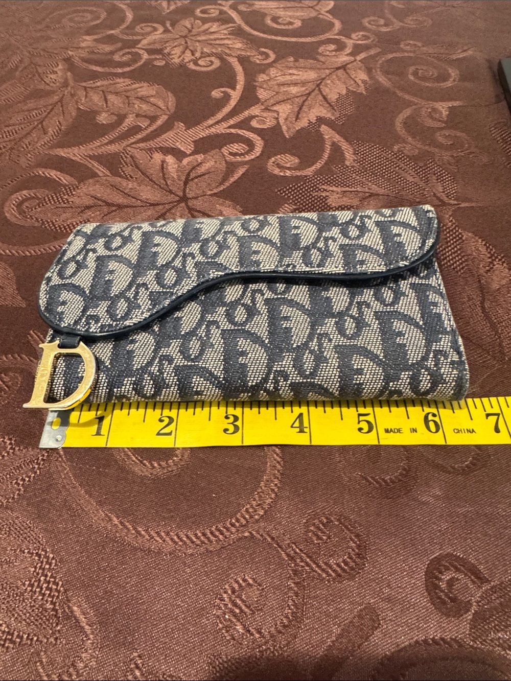 Dior Navy/Beige Oblique Canvas Saddle Wallet - Picture 12 of 15